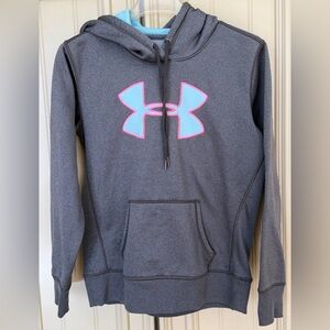 Under Armour Gray Hoodie with Pink and Blue Logo